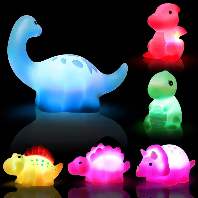 Dinosaur Enamel Cartoon Animal Baby Light-Up Floating Bath Toys Set Boys Girls - £15.20 GBP