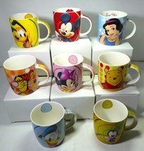 Disney Churchill 8 Coffee Porcelain Mugs Figure Mickey Minnie Winnie,Goofy, New - £255.74 GBP