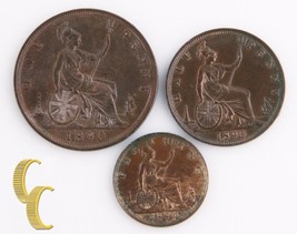 1890 Great Britain 3 Coin Lot (Uncirculated UNC) Half Penny Farthing 753 754 755 - £407.89 GBP