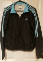 Vintage Y2K Adidas Track Jacket 3 Stripes Black &amp; Blue Womens Size Large... - £13.15 GBP