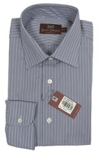 NEW $295 Hickey Freeman Dress Shirt! 15.5 34 35  Grayish Blue White Stripe ITALY - $99.99