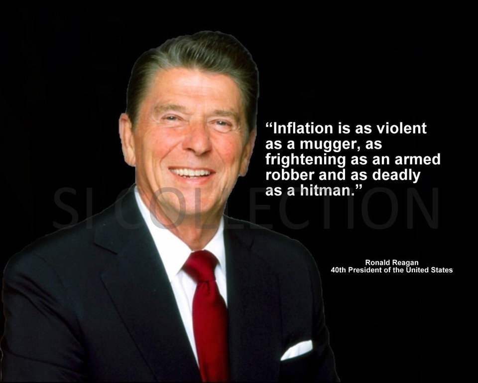 RONALD REAGAN &quot;INFLATION IS AS VIOLENT AS A MUGGER...&quot; QUOTE PHOTO VARIO... - $4.95+