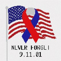 Pepita Needlepoint kit: Patriot Ribbon Never Forget 911, 10&quot; x 10&quot; - £62.18 GBP+