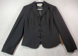 Evan Picone Blazer Jacket Women Size 10 Black Polyester Single Breasted 4 Button - £20.97 GBP