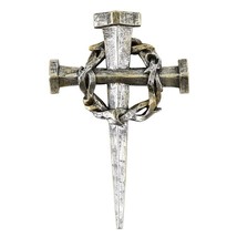 Lent Nails &amp; Crown of Thorns Wall Cross 8&quot;H Resin &quot;Pray Fast Give&quot; Catho... - $24.99