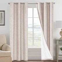 Burlap Fabric Curtains With A White Thermal Insulated Liner And Grommet Top - £37.54 GBP