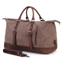 Big Travel Wearproof Canvas Leather Travel Duffle Bags Large Weekend Bag - £83.53 GBP