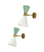 Retro Italian Dual-Tone Stilnovo Sputnik Wall Sconce Pair - Kitchen Decor - $271.22 CAD