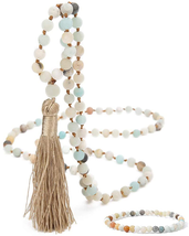 OAIITE 108 Natural Stone Beads Handmade Charm Personalized Stylish Beaded Tassel - $24.06