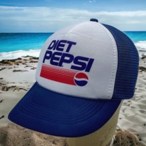 Vtg Diet Pepsi Snapback Trucker Hat  Mesh Back Blue Action Sports USA - £14.38 GBP