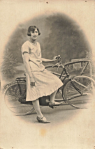 Stylish Europ EAN Woman &amp; BICYCLE-PHOTO Postcard - £8.77 GBP