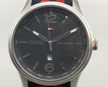 Tommy Hilfiger Andre Watch Men 44mm Silver Tone Date Nylon Band New Battery - £31.31 GBP