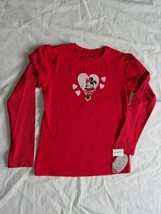 WDW Minnie Mouse Applique Red Long Sleeve Pullover Top Girls Size L New W/T - £10.41 GBP