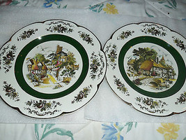 Pair of dinner plates  in Ascot-Village Pattern by Wood &amp; Sons 10 1/2&quot;[DL18] - $59.39