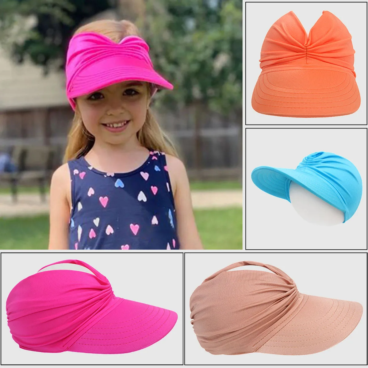 Summer Baby Beach Sun Hats Girls Boys Wide Brim UV Protection Baseball C... - £13.43 GBP