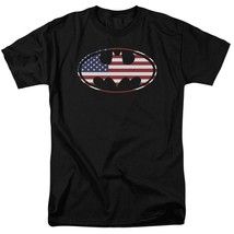 Batman American Flag Classic Logo Men&#39;s T-Shirt Black - £25.15 GBP+