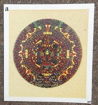 Sand Painting Print Aztec Calendar 8.5 x 9.5 Made in Mexico Cuauhxicalli - $18.22