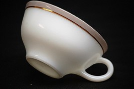Old Vintage Gray by Pyrex 2-1/4&quot; Flat Cup Gray Band White Center Gold Bands USA - £7.03 GBP