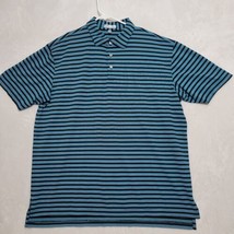 Peter Millar Mens Polo Shirt XL Blue Striped Golf Short Sleeve Casual - $23.87
