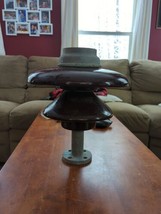 Huge Brown Porcelain Insulator with metal base 15&quot; Dia 41 lbs Heavy - $138.60