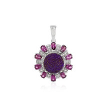 Jewelry of Venus fire Lavender glitter agate silver pendant - £619.64 GBP