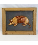 Armadillo Intarsia 3D Wood Art Framed Wood Decor Wall Hanging Hand Crafted - $1,351.64 MXN