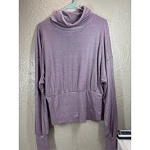 Free People Turtleneck Metallic Sparkle Knit Womens Mauve Glam Oversize ... - $20.97
