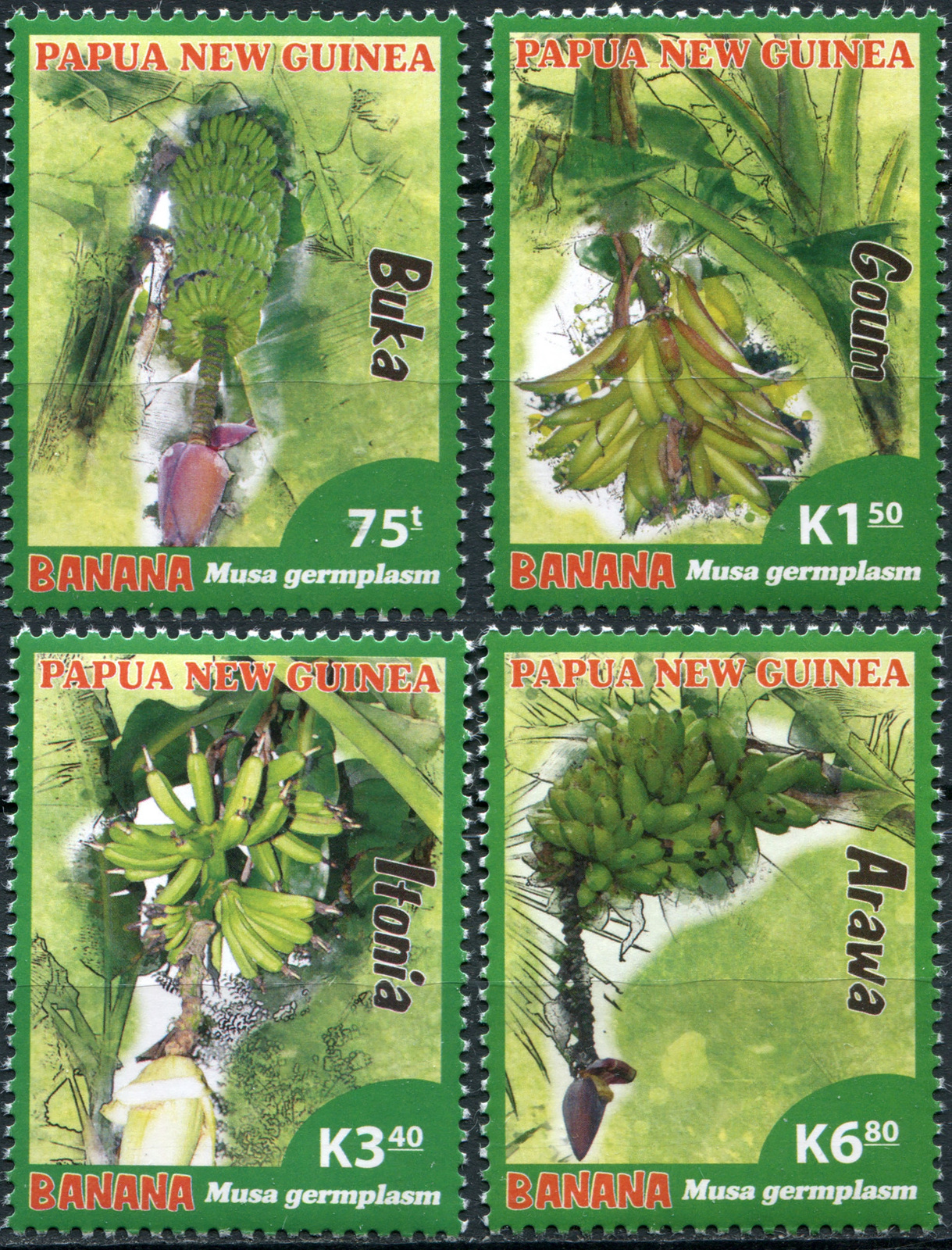 Primary image for Papua New Guinea. 2017. Native Banana Species (MNH OG) Set of 4 stamps