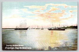 Sunrise Portland Harbor Greetings From Portland ME Maine Postcard Y22 - £3.89 GBP