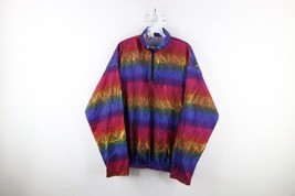 Vtg 90s Streetwear Womens OSFA Rainbow Half Zip Pullover Windbreaker Jacket USA - £35.57 GBP