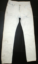 New NWT Womens 28 Designer Helmut Lang Italy Jeans White Skinny Destroyed Ripped - £205.75 GBP