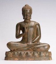 Antique Thai Style Seated Buddha Statue Teaching Mudra - 35cm/14&quot; - £790.77 GBP