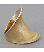JCM Brush Textured Yellow Gold Plated Sterling 1&quot; Wide Saddle Band Ring ... - £23.58 GBP