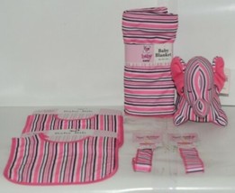 Baby Ganz Girl Pink Black White Stripped Matching Gift Set image 1