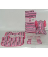 Baby Ganz Girl Pink Black White Stripped Matching Gift Set - £26.74 GBP