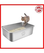 Luxury Stainless Steel High-Side Cat Litter Box | Odor-Proof &amp; Easy Clean - $33.65