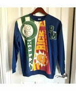 Rick And Morty Sweatshirt Crew Neck Size Medium Blue Old School Logo - $29.70