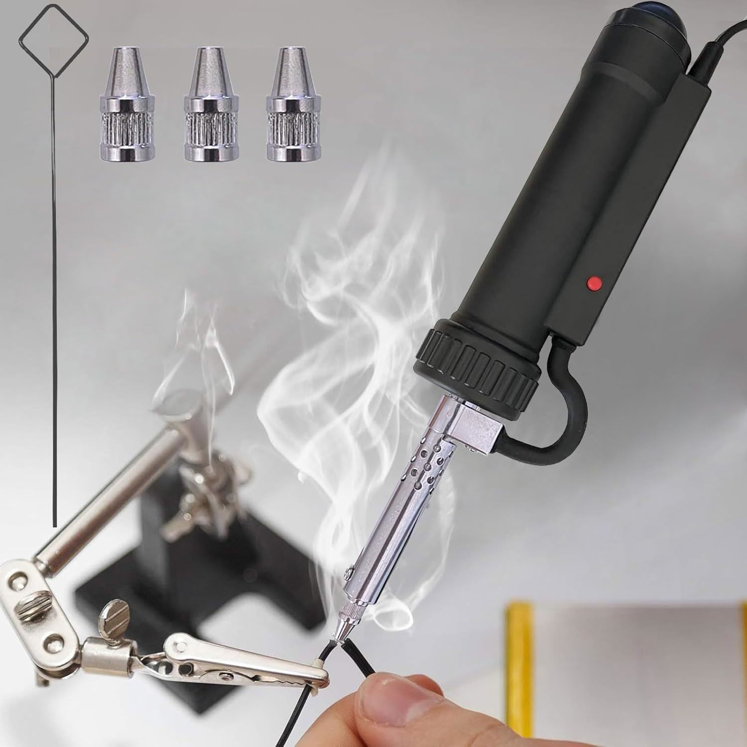 Solder Sucker with 3Nozzles Portable Electric Tin Black  - $72.29