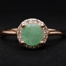 .85ctw Natural Emerald &amp; White Sapphire 14K Rose Gold 925 Silver Ring Si... - £98.06 GBP