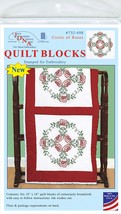 Jack Dempsey Stamped White Quilt Blocks 18&quot;X18&quot; 6/Pkg-Circle Of Roses - £14.58 GBP