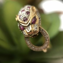 2.50CT Round Leopard Simulated Ruby  Pretty Ring925 Silver Gold Plated - £88.02 GBP