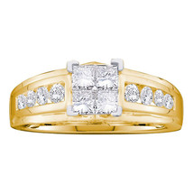 14k Yellow Gold Princess Diamond Cluster Bridal Wedding Engagement Ring 1.00 - £915.79 GBP