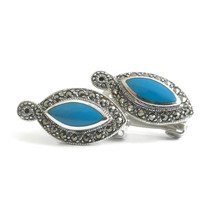 Vintage Turquoise Gemstone Drop Clip On Earrings Sterling Silver, 9.24 G... - £27.97 GBP
