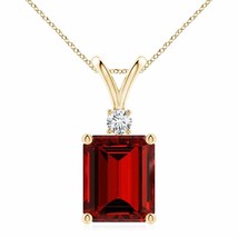 ANGARA Lab-Grown Ruby Pendant Necklace with Diamond in 14K Gold (12x10mm,6.25Ct) - £2,045.90 GBP