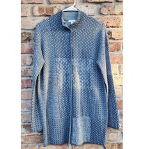 J Jill Patchwork Jacquard Topper Cardigan Azure Heather Multi Size XS SA... - $571.09 MXN