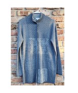 J Jill Patchwork Jacquard Topper Cardigan Azure Heather Multi Size XS SA... - $41.03 CAD
