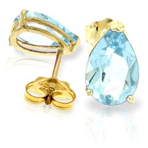 Galaxy Gold GG 3.15 Carat 14k Solid Gold The Wave Smiled Aquamarine Earrings - £193.12 GBP