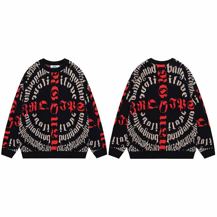  Men Streetwear  Hipster Cross Letter Graphic Hip Hop   Casual Loose Pullover  B - £194.14 GBP