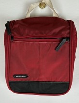 Travel Accessory Bag Toiletries Land&#39;s End Red Hanging Strap Pouches Zippers 23&quot; - £9.05 GBP