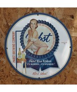 Vintage 1947 Pabst Blue Ribbon Blended Beer Porcelain Gas &amp; Oil Metal Sign - £99.60 GBP